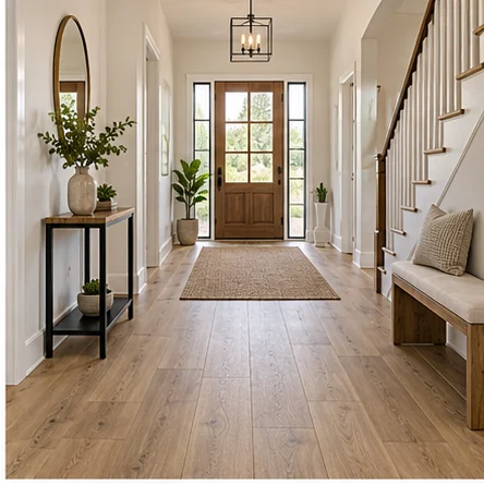 Illustrative hallways with laminate flooring
