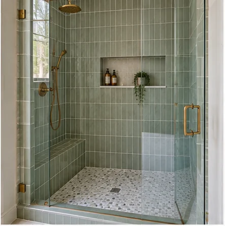 Illustrative tiled custom showers